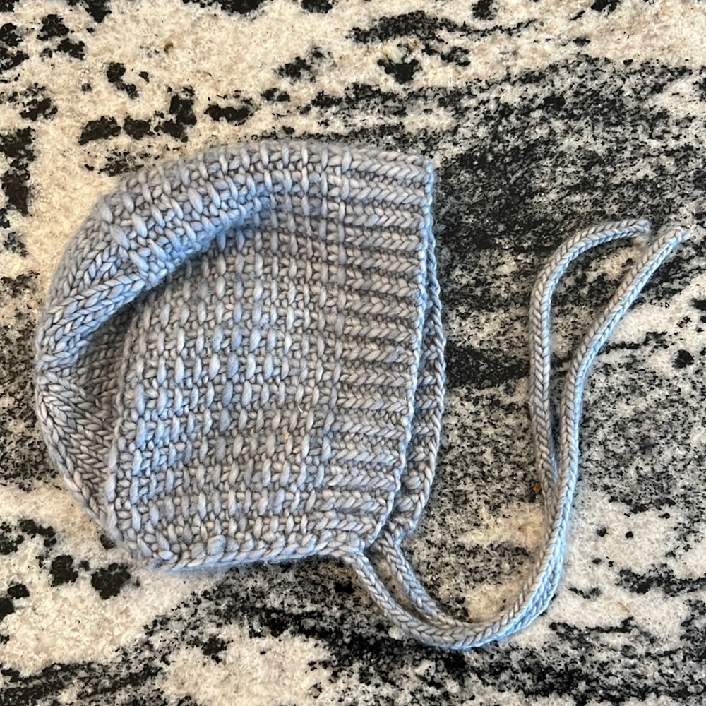 Hand knit newborn bonnet